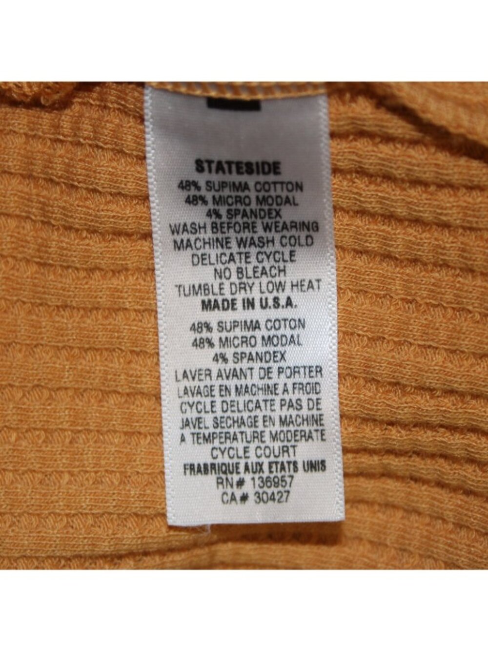 Stateside Dress Sz M Orange Ribbed Long Round Neck Cotton Spandex Dress - Picture 6 of 8